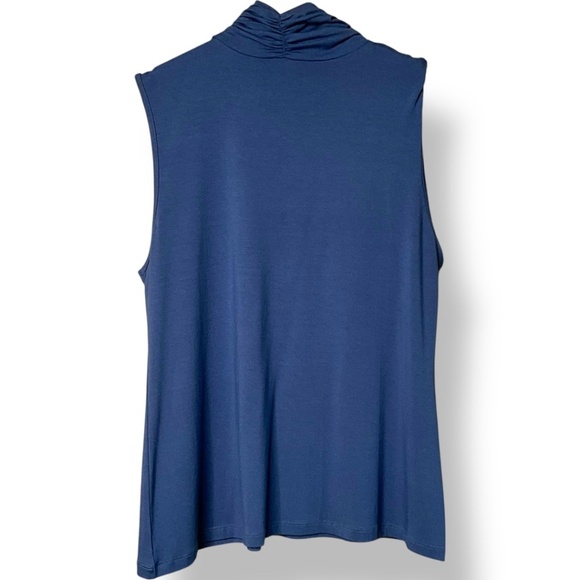 DOLCEZZA Jersey Knit Sleeveless T-Neck Tank Top in Dusty Blue US Sz L - Picture 3 of 7